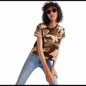 Madewell Easy Crop Tee in Cotton Tail Camouflage